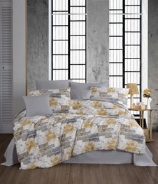 L'essentiel linge de maison Serra - Grey Juego de funda de edredón doble Ranforce 200x220 cm
